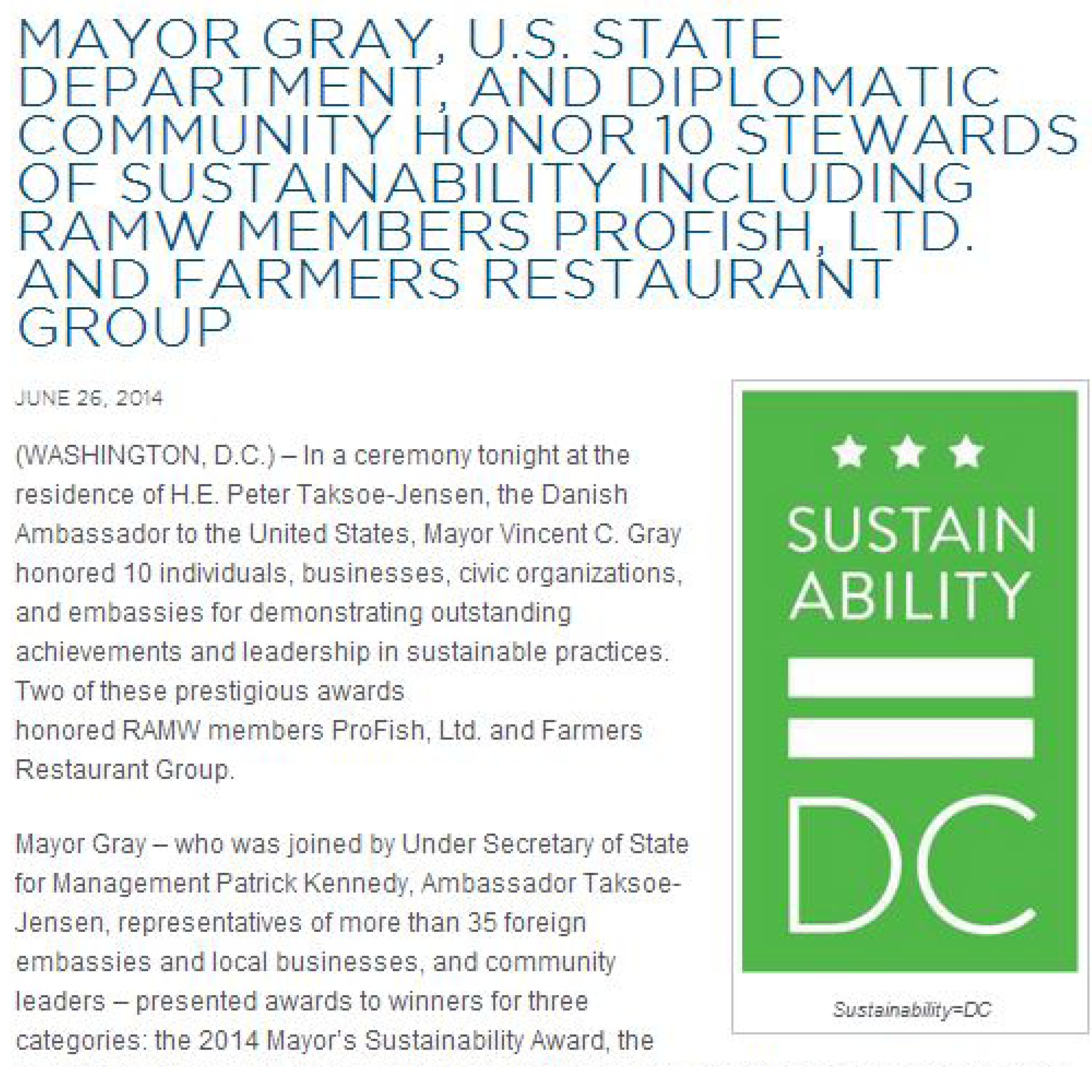 Mayor's Sustainability Award